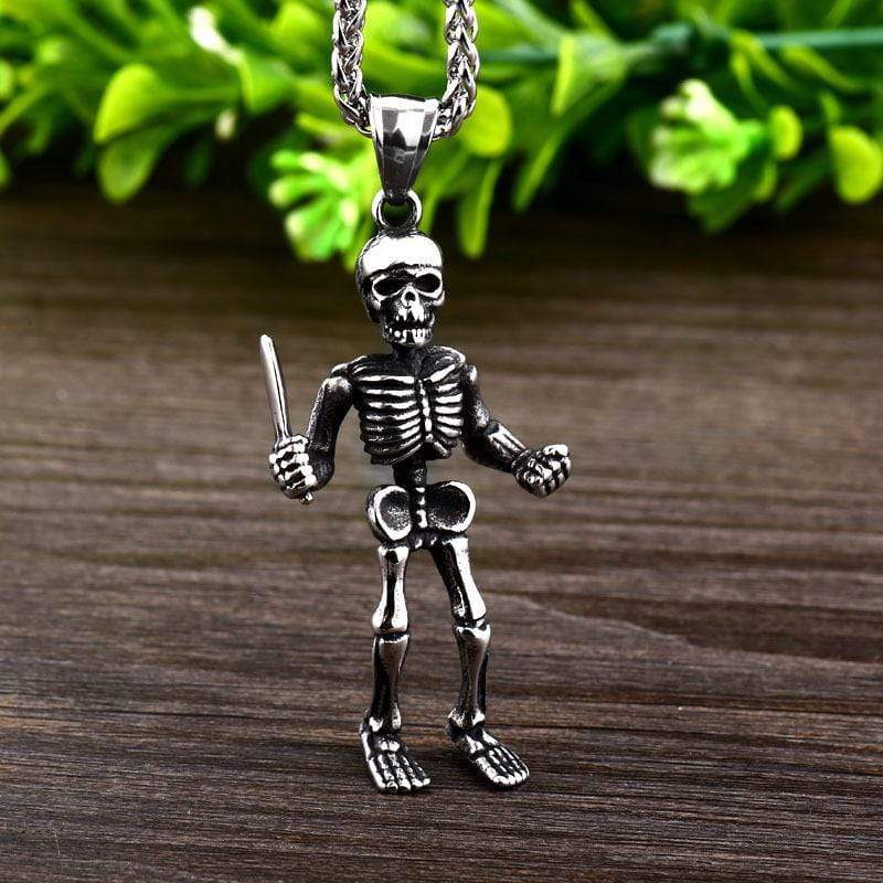 Men's Punk Skull Human Bone Necklace - Image 2