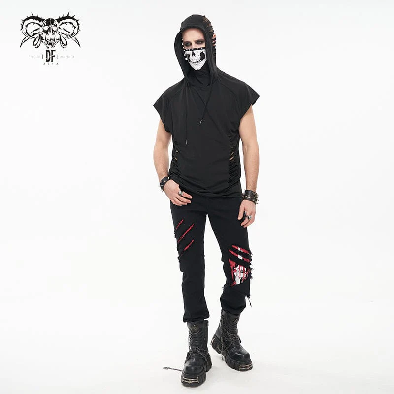 Men's Punk Skull Printed Ripped Shirt - Image 4