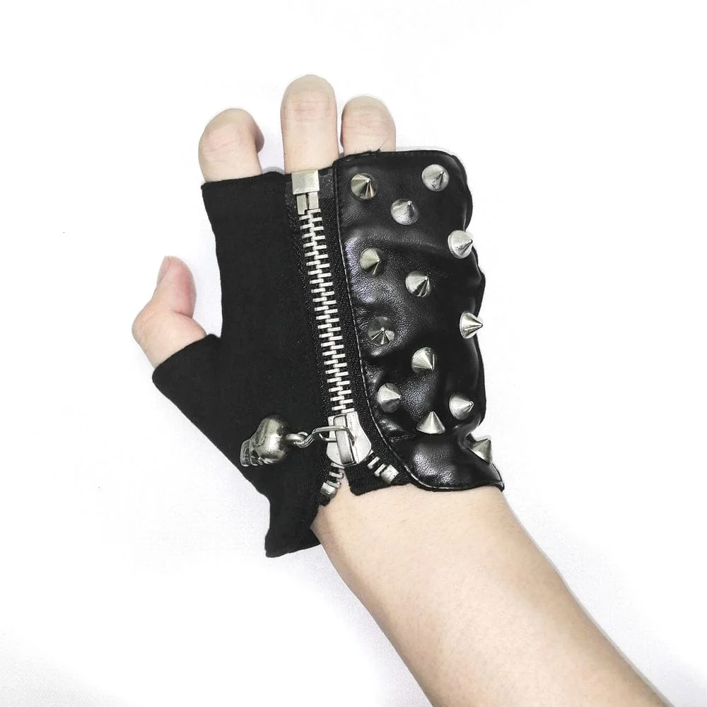 Men's Punk Skull Rivets Gloves - Image 3