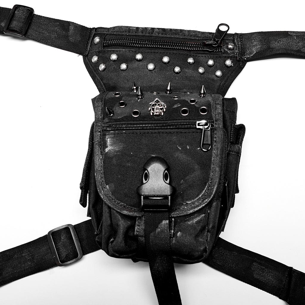 Men's Punk Skull Rivets Waist Bag - Image 6