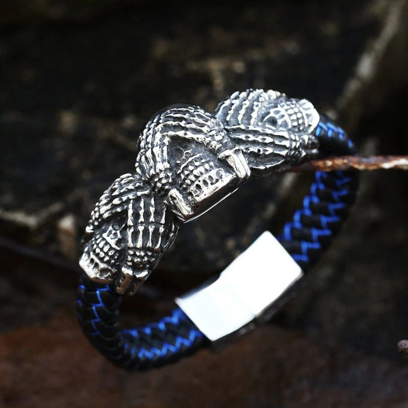 Men's Punk Skulls Double Color Bracelet - Image 6