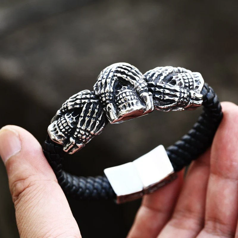 Men's Punk Skulls Double Color Bracelet - Image 7