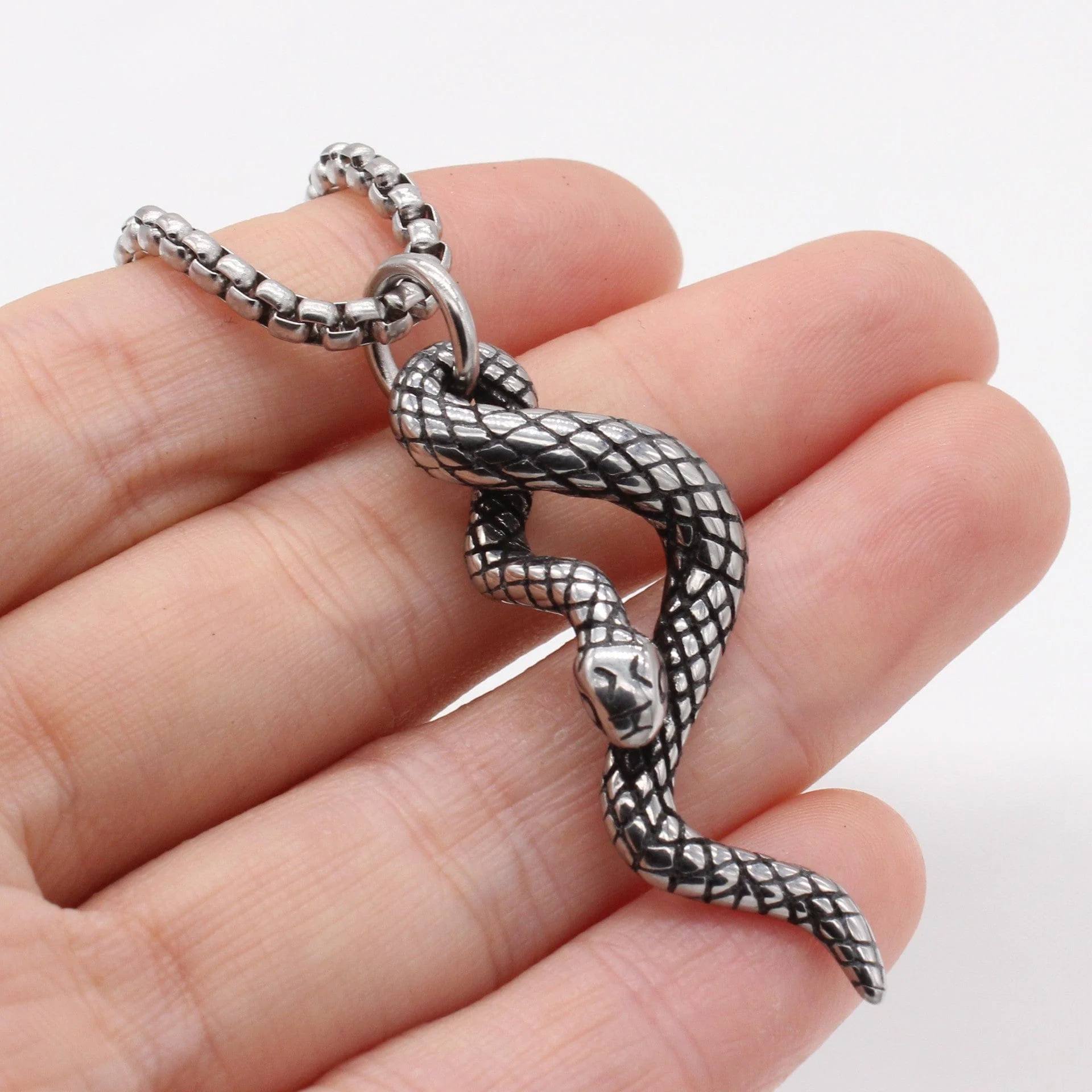 Men's Punk Snake Pendant Chain Necklace - Image 3