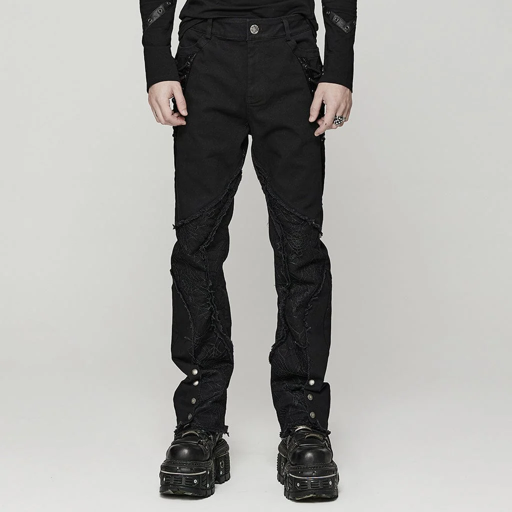 Men's Punk Spider Mesh Splice Pants