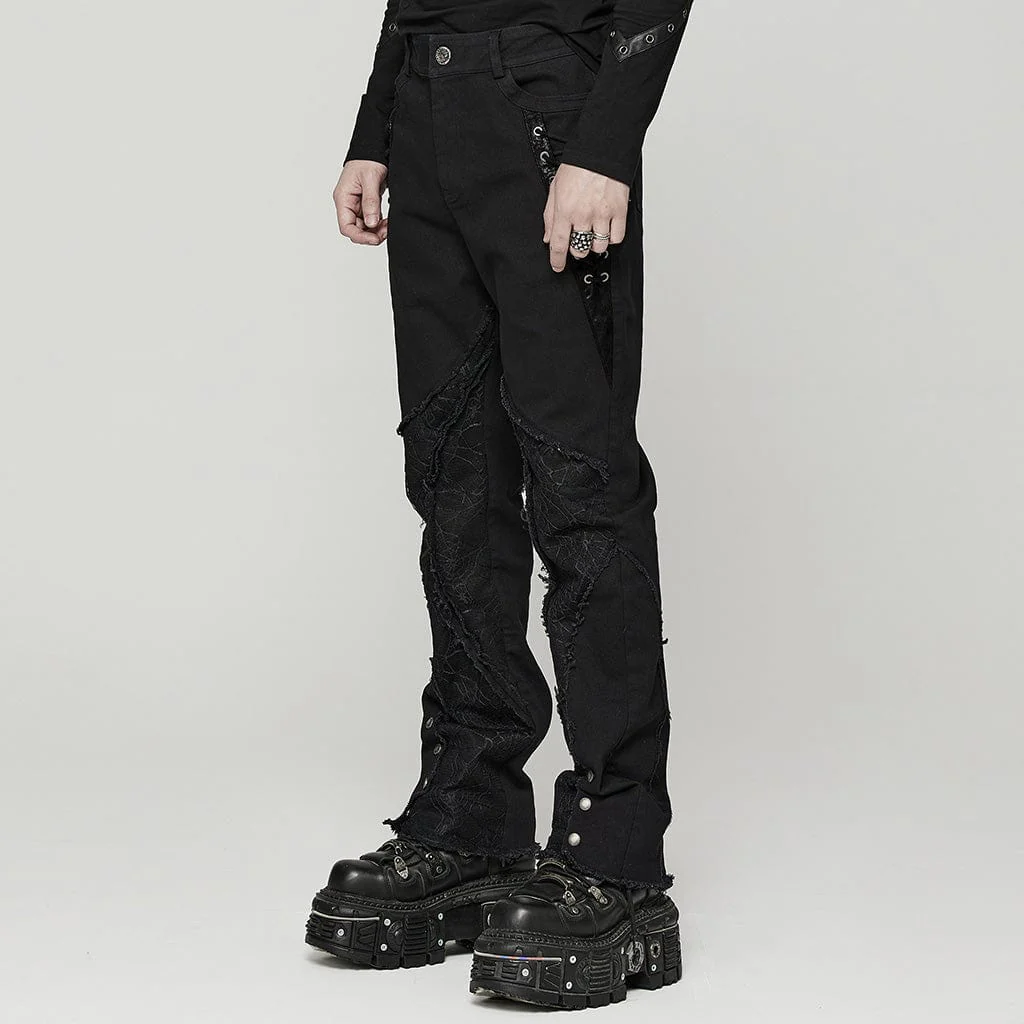 Men's Punk Spider Mesh Splice Pants - Image 2