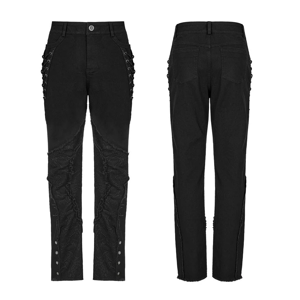 Men's Punk Spider Mesh Splice Pants - Image 9