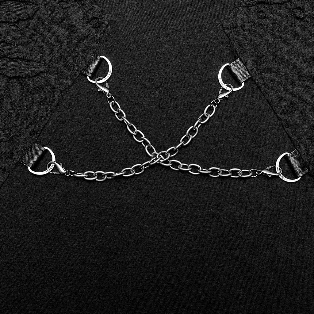 Men's Punk Stand Collar Ripped Shirt - Image 7