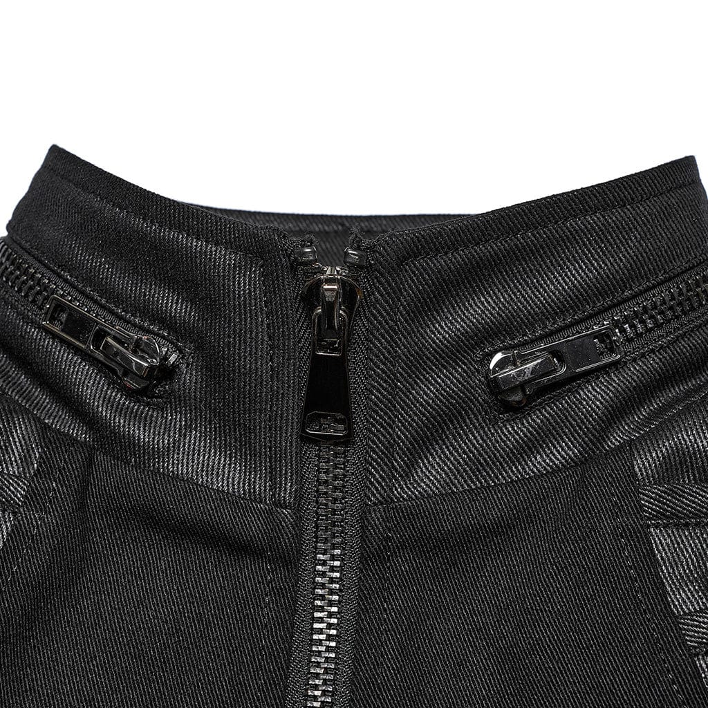 Men's Punk Stand Collar Strap Vest - Image 6