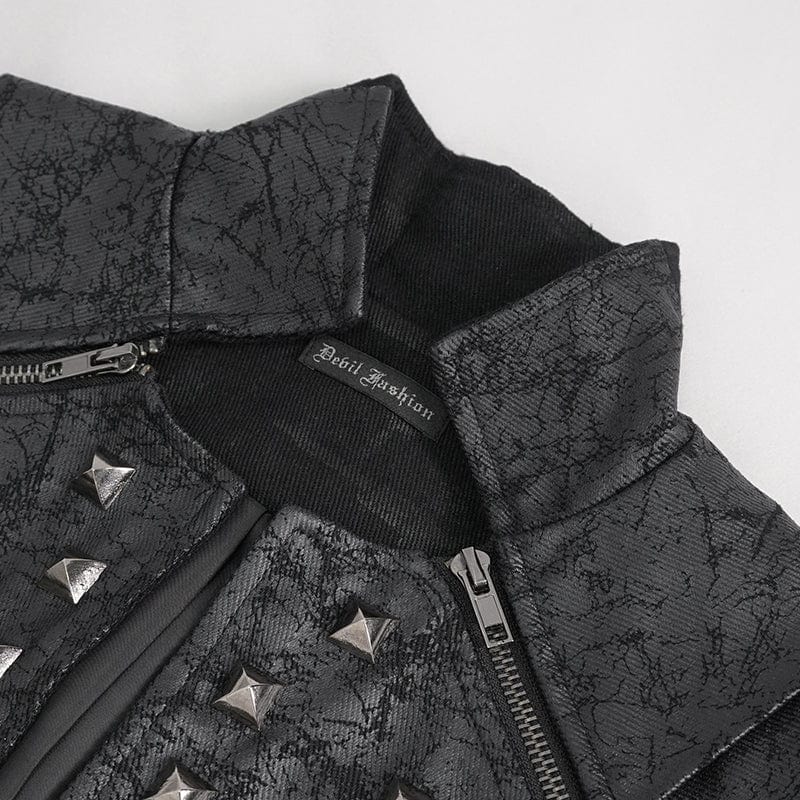 Men's Punk Stand Collar Studded Vest - Image 10