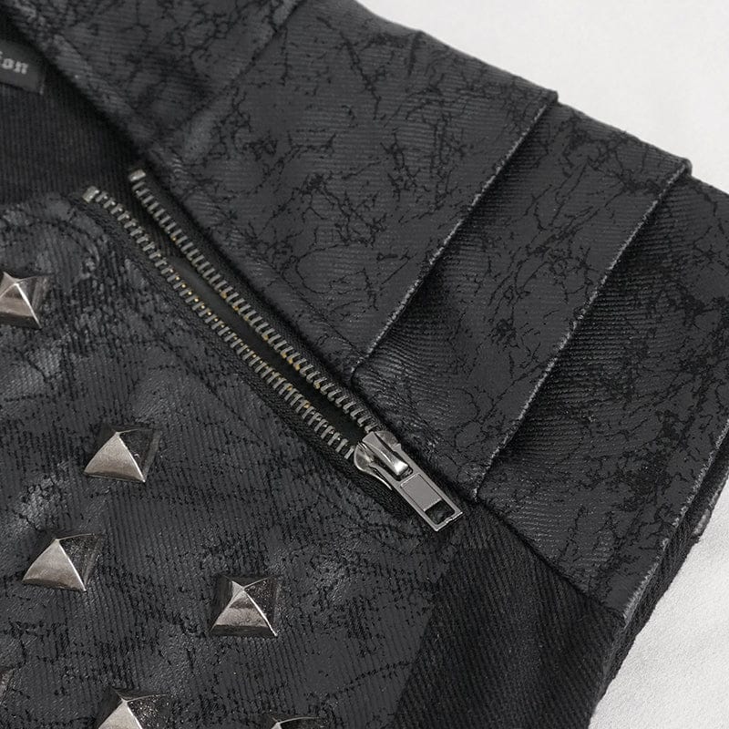 Men's Punk Stand Collar Studded Vest - Image 11