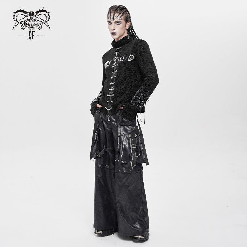Men's Punk Strappy Big Pockets Chained Pants - Image 6