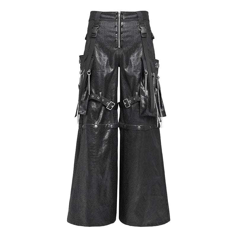 Men's Punk Strappy Big Pockets Chained Pants - Image 7