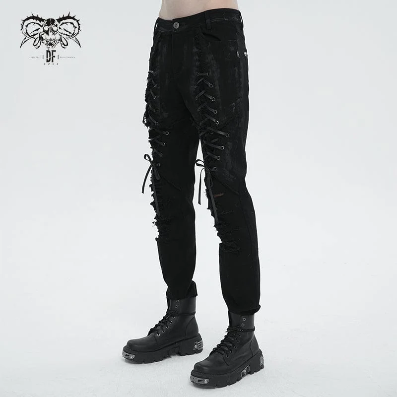 Men's Punk Strappy Distressed Pants - Image 2