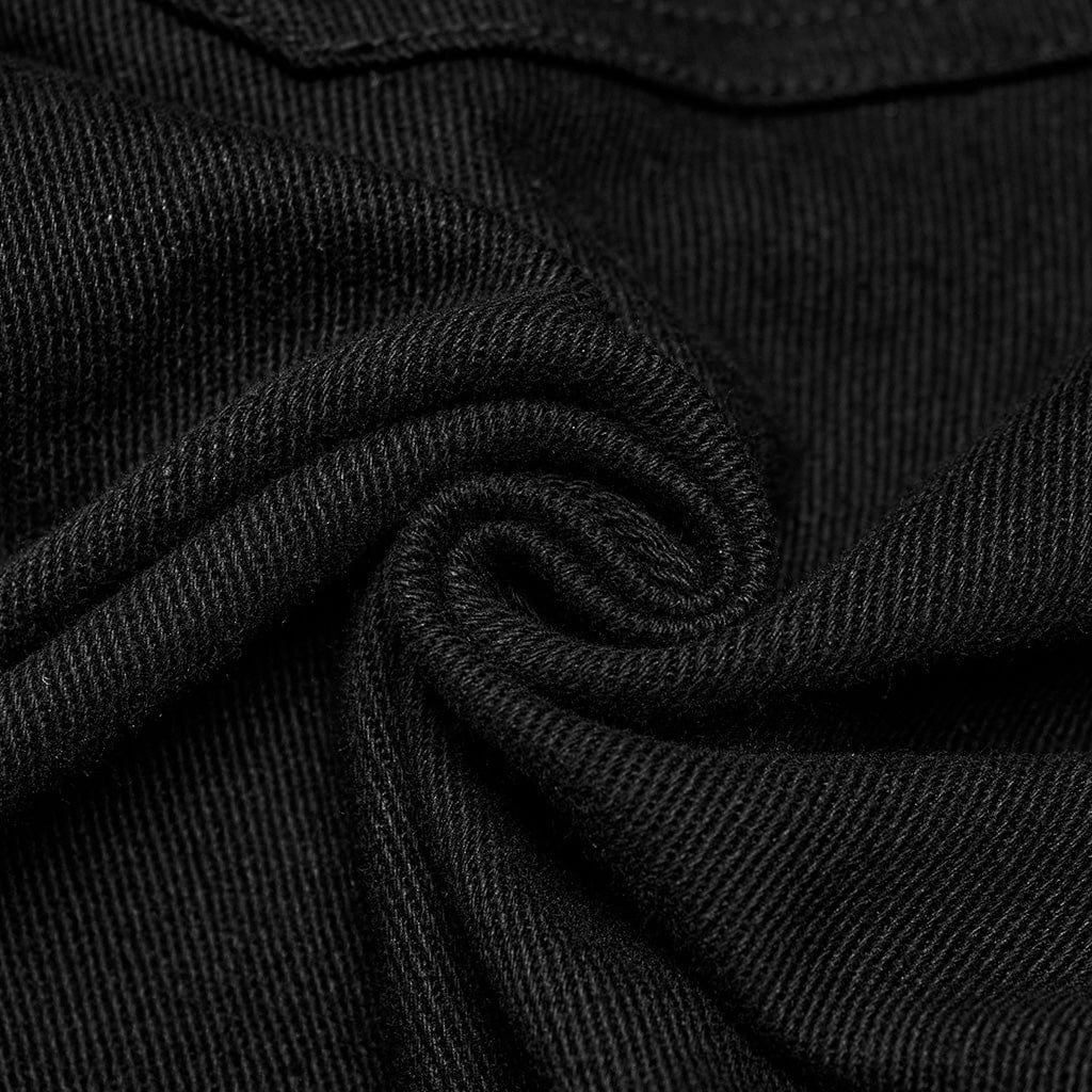 Men's Punk Strappy Faux Leather Splice Black Red Pants - Image 6