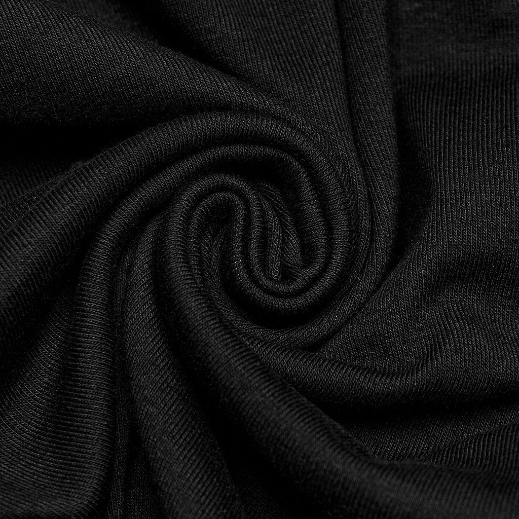 Men's Punk Strappy Mesh Splice Black Red Shirt - Image 6