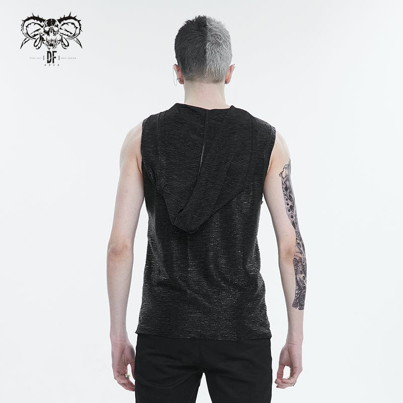 Men's Punk Strappy Mesh Splice Vest with Hood - Image 4