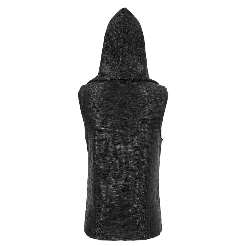 Men's Punk Strappy Mesh Splice Vest with Hood - Image 9