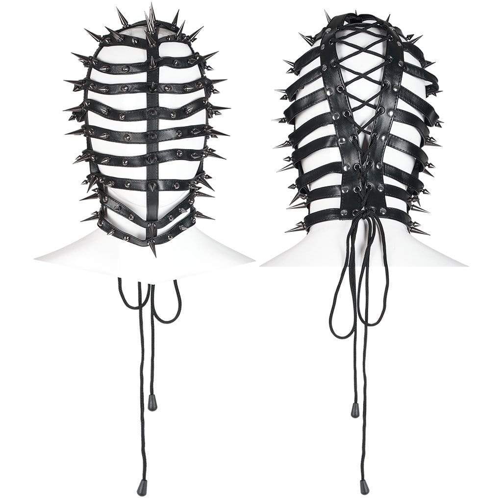 Men's Punk Strappy Rivet Cone Mask - Image 5