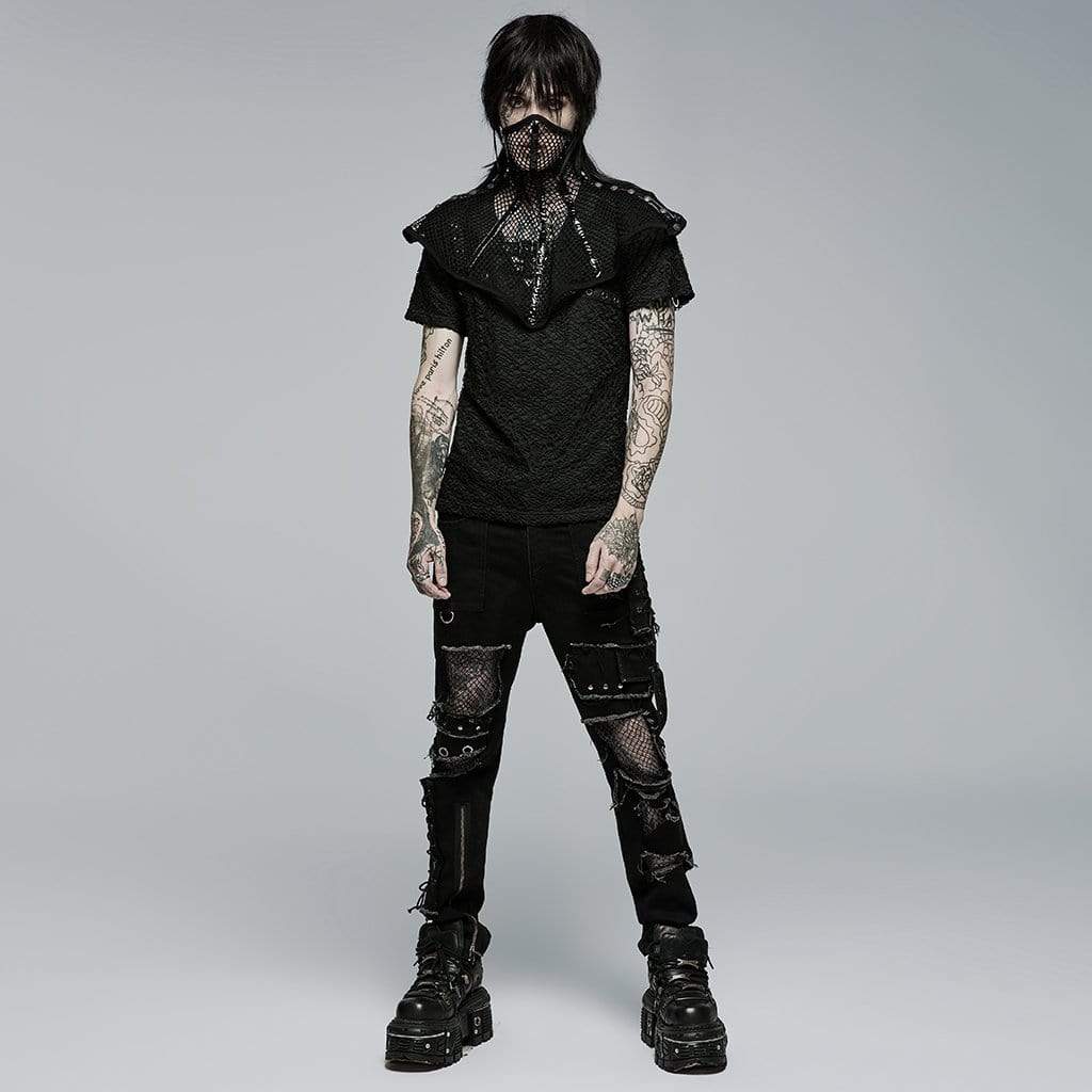 Men's Punk Strappy Splice Cutout Pants - Image 4