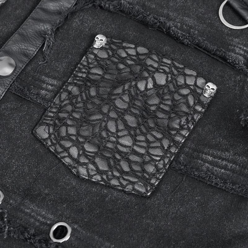 Men's Punk Studded Distressed Unedged Vest - Image 11