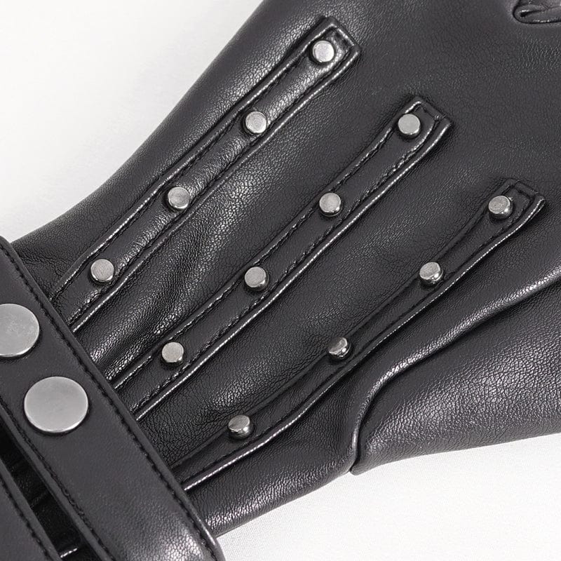 Men's Punk Studded Faux Leather Half-finger Gloves - Image 10