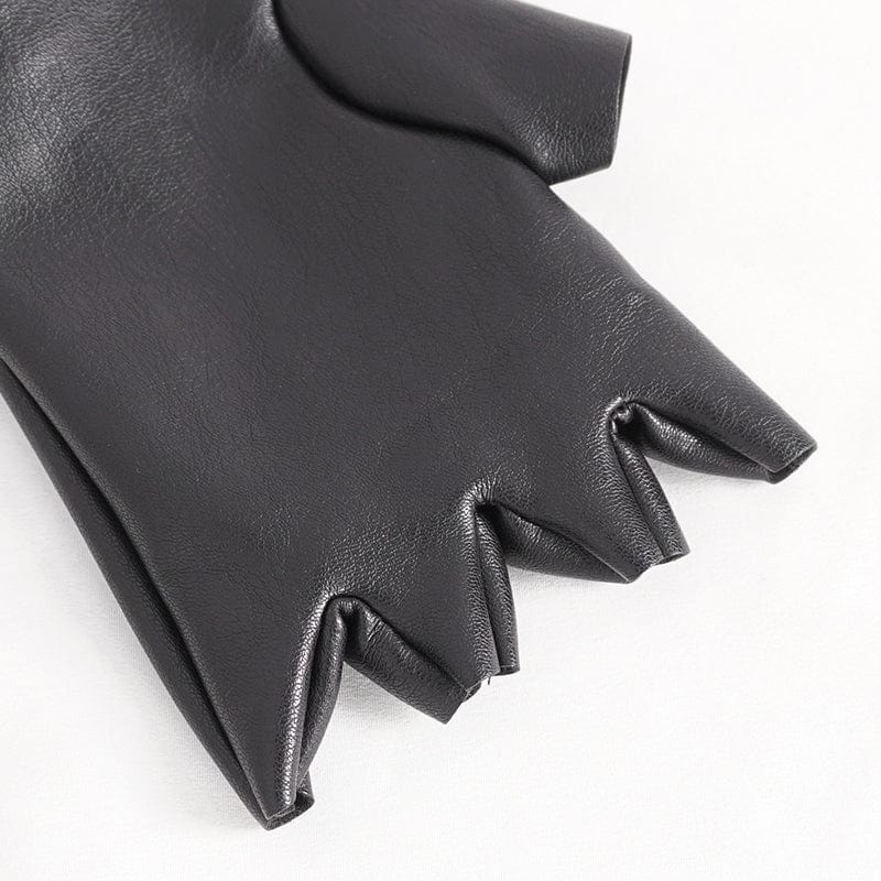Men's Punk Studded Faux Leather Half-finger Gloves - Image 11