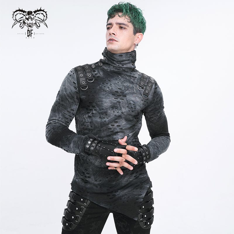 Men's Punk Studded Faux Leather Half-finger Gloves - Image 4