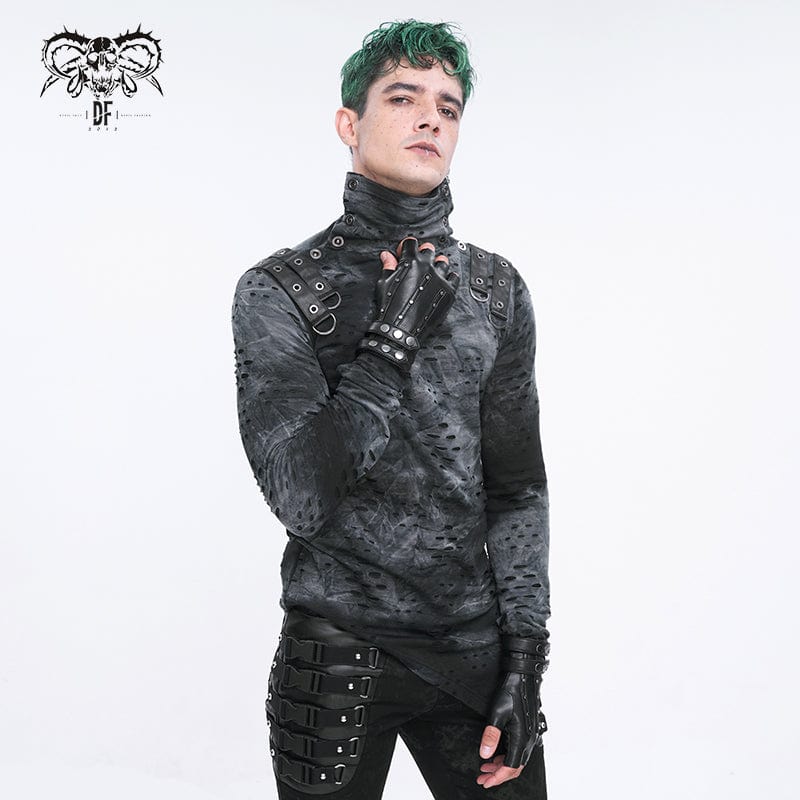 Men's Punk Studded Faux Leather Half-finger Gloves - Image 5