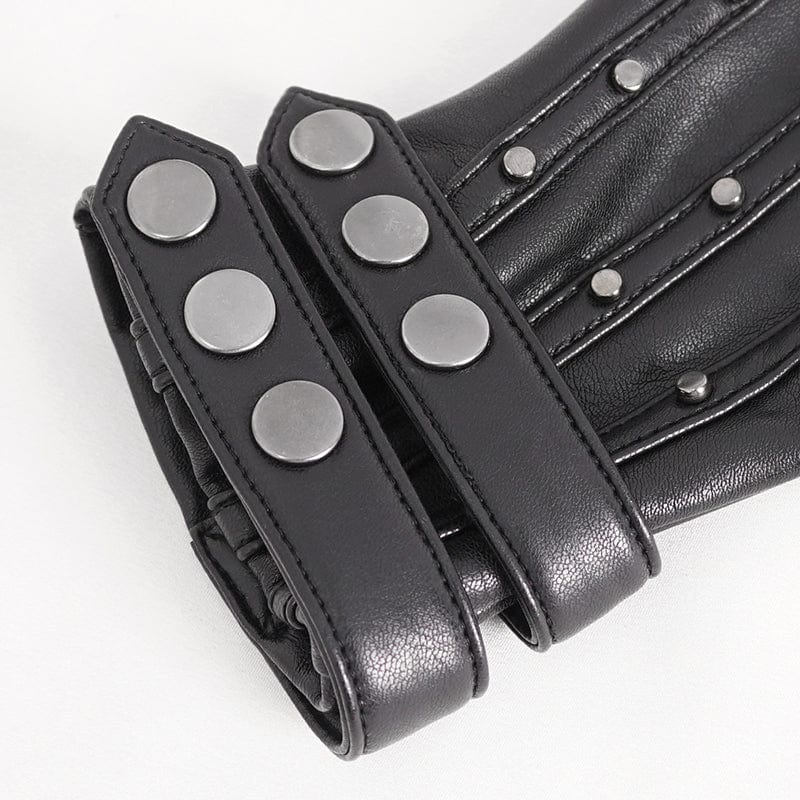 Men's Punk Studded Faux Leather Half-finger Gloves - Image 9