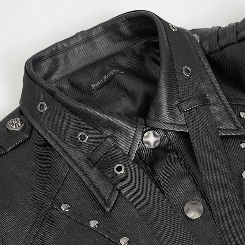 Men's Punk Studded Strap Jacket - Image 11