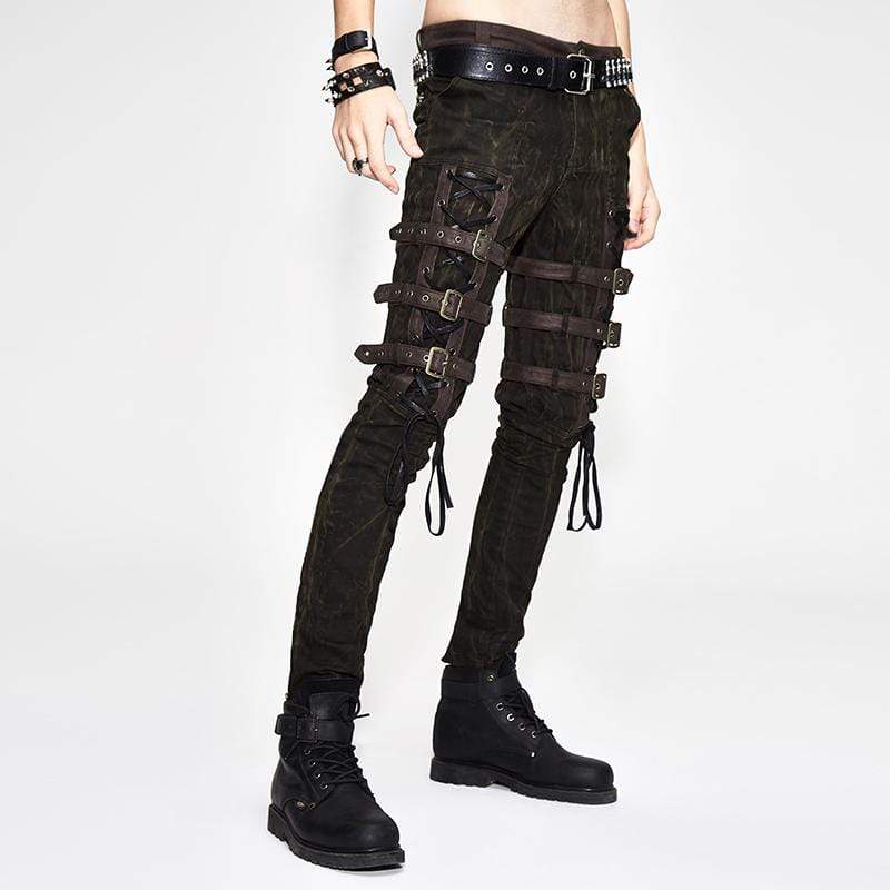 Men's Punk Style Mid Rise Jeans - Image 2