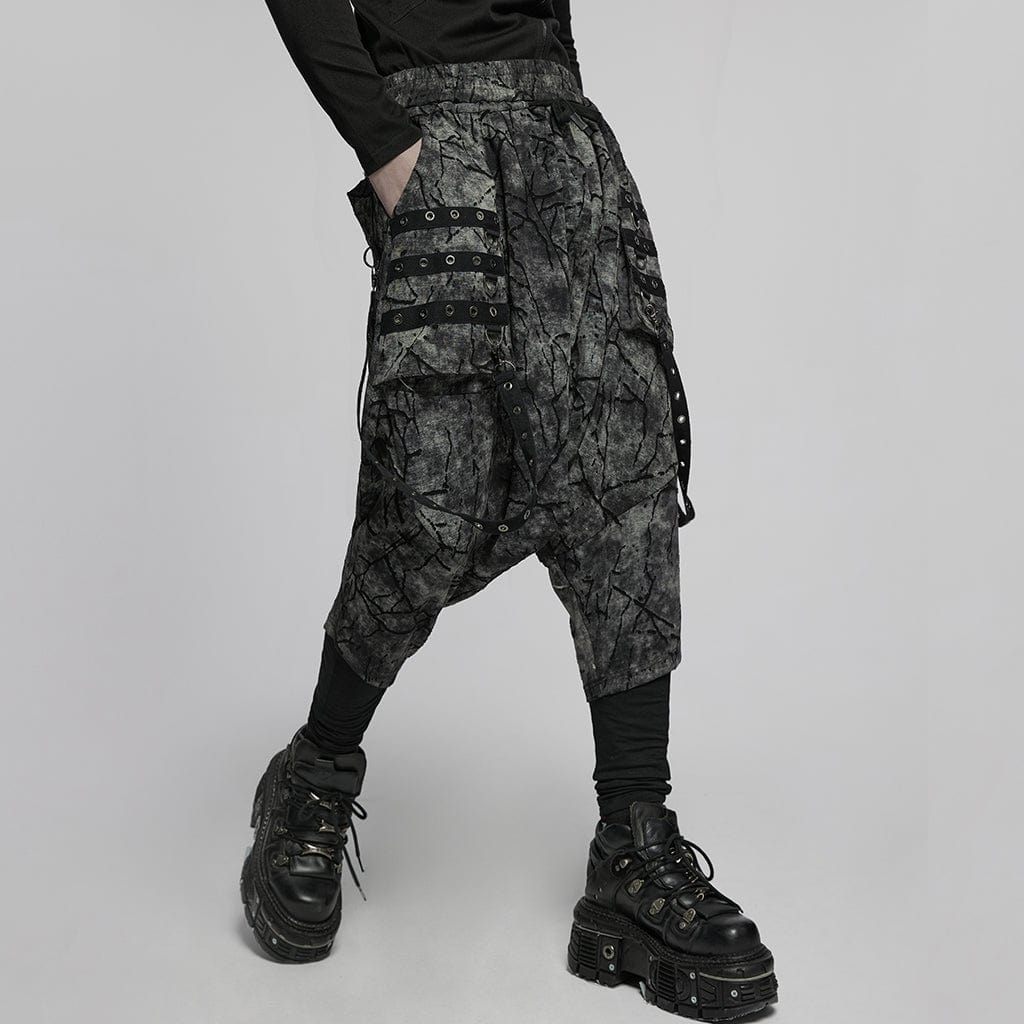 Men's Punk Tie-dyed Sagging Pants with Staps - Image 2