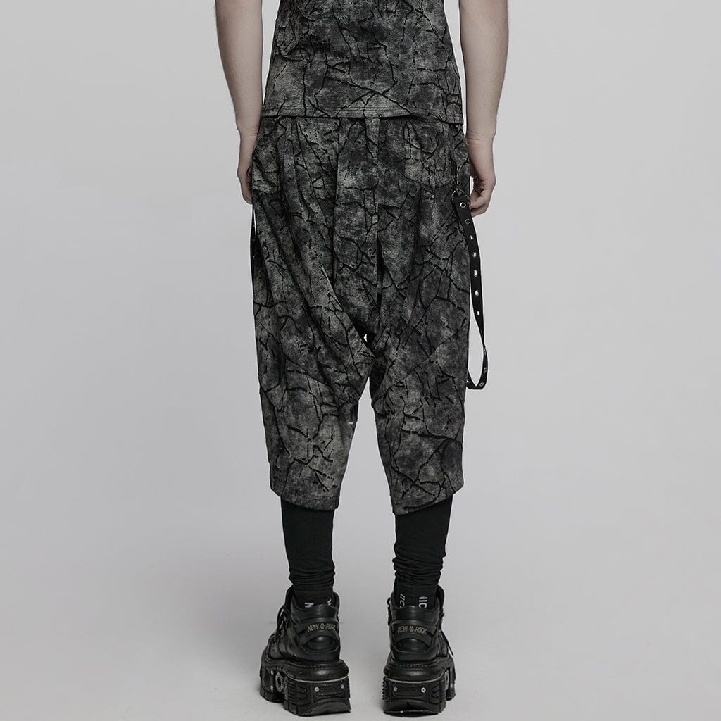 Men's Punk Tie-dyed Sagging Pants with Staps - Image 3
