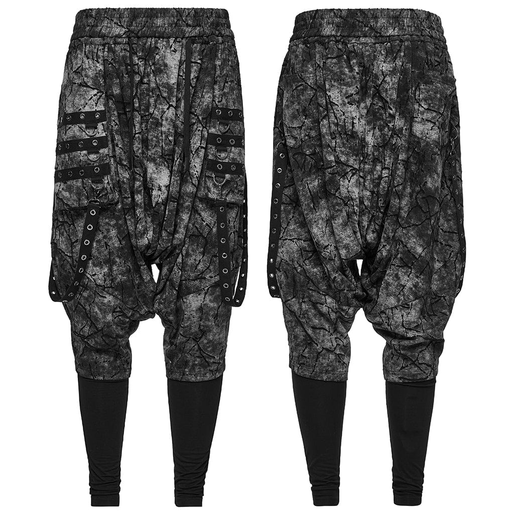 Men's Punk Tie-dyed Sagging Pants with Staps - Image 5
