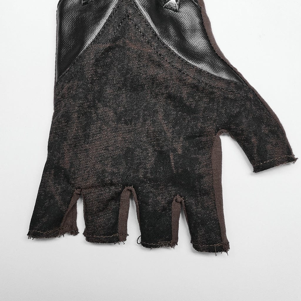 Men's Punk Tie-dyed Splice Buckle Gloves - Image 8