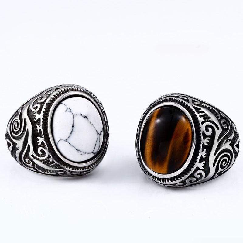 Men's Punk White/Tiger-ite Rings - Image 5