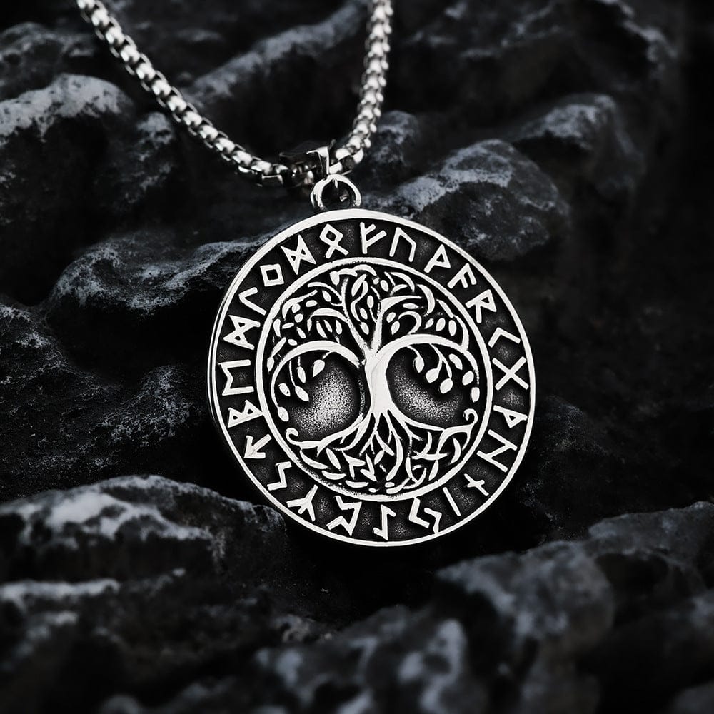 Men's Punk Viking Runes Celtic Tree of Life Necklace - Image 2