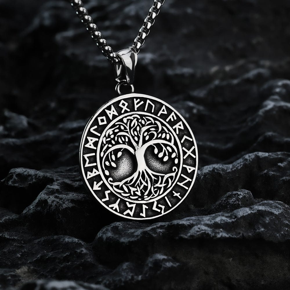 Men's Punk Viking Runes Celtic Tree of Life Necklace - Image 3