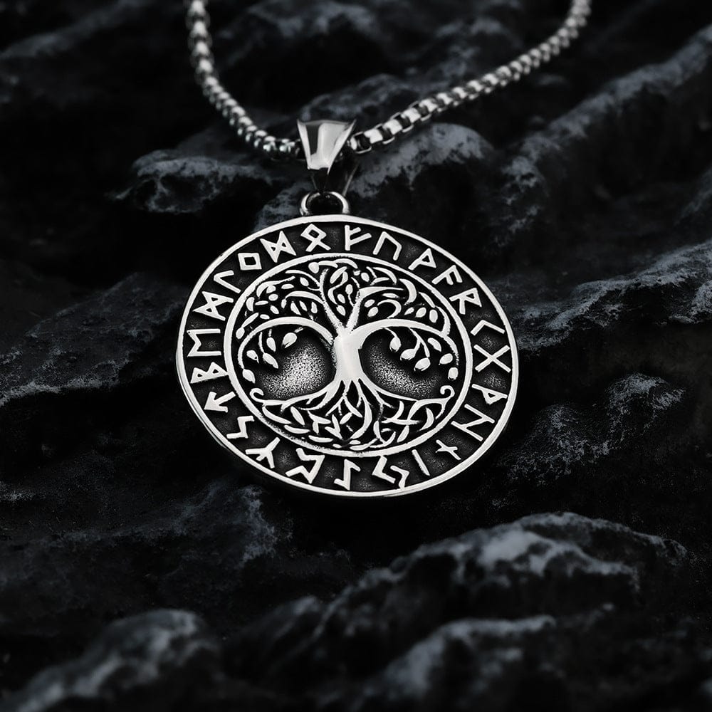 Men's Punk Viking Runes Celtic Tree of Life Necklace - Image 4