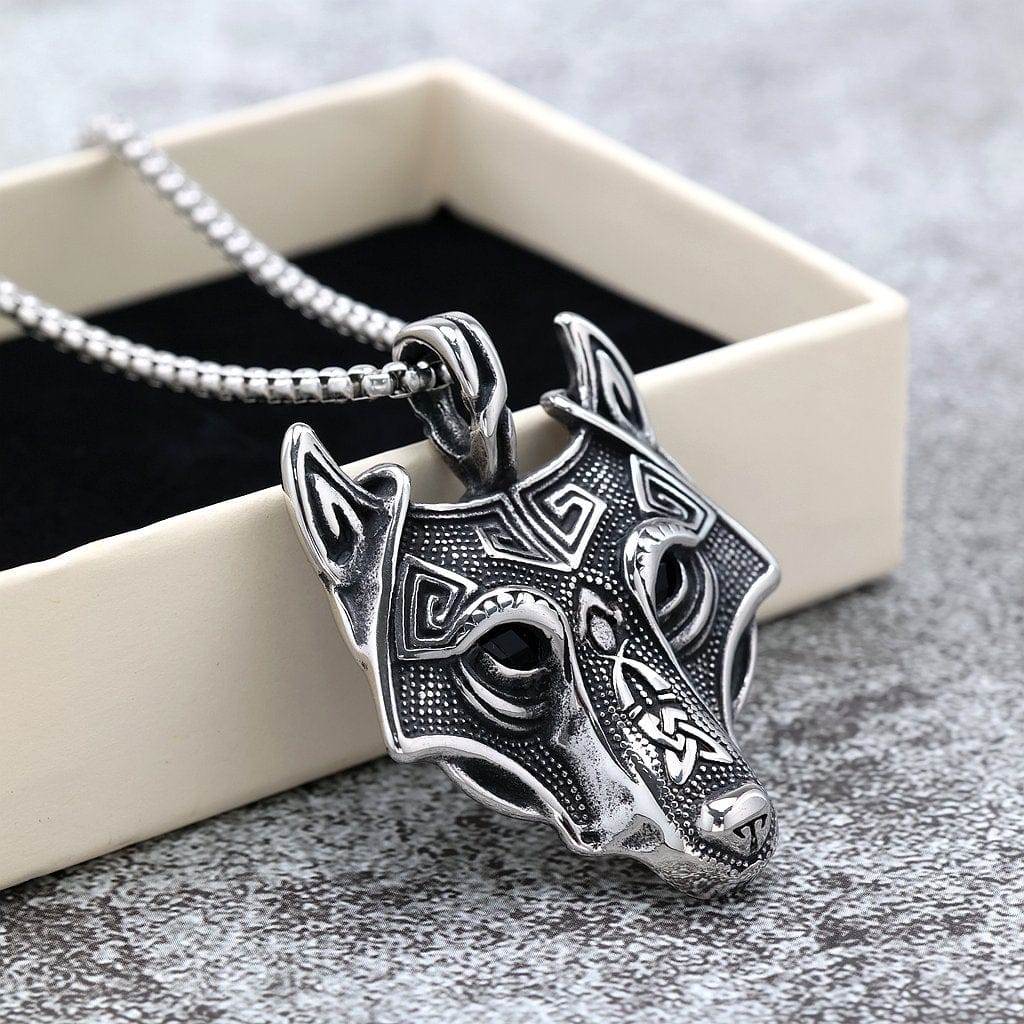 Men's Punk Wolf Head Necklace - Image 3