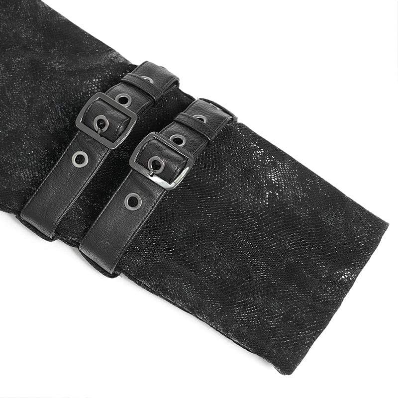 Men's Punk Zip Stand Collar Hooded Coat with Detachable Belt - Image 12