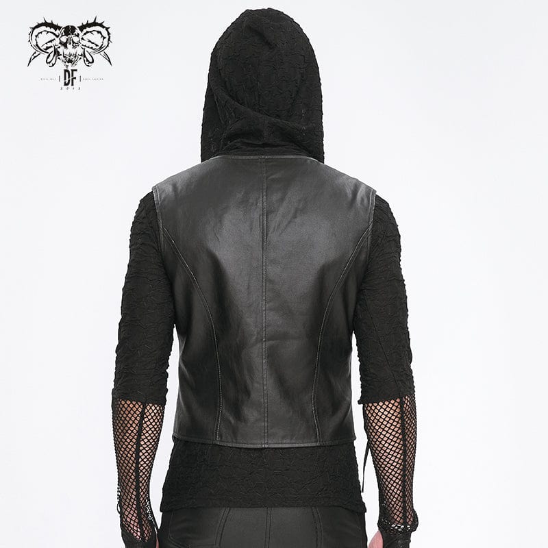 Men's Punk Zipper Faux Leather Waistcoat - Image 6