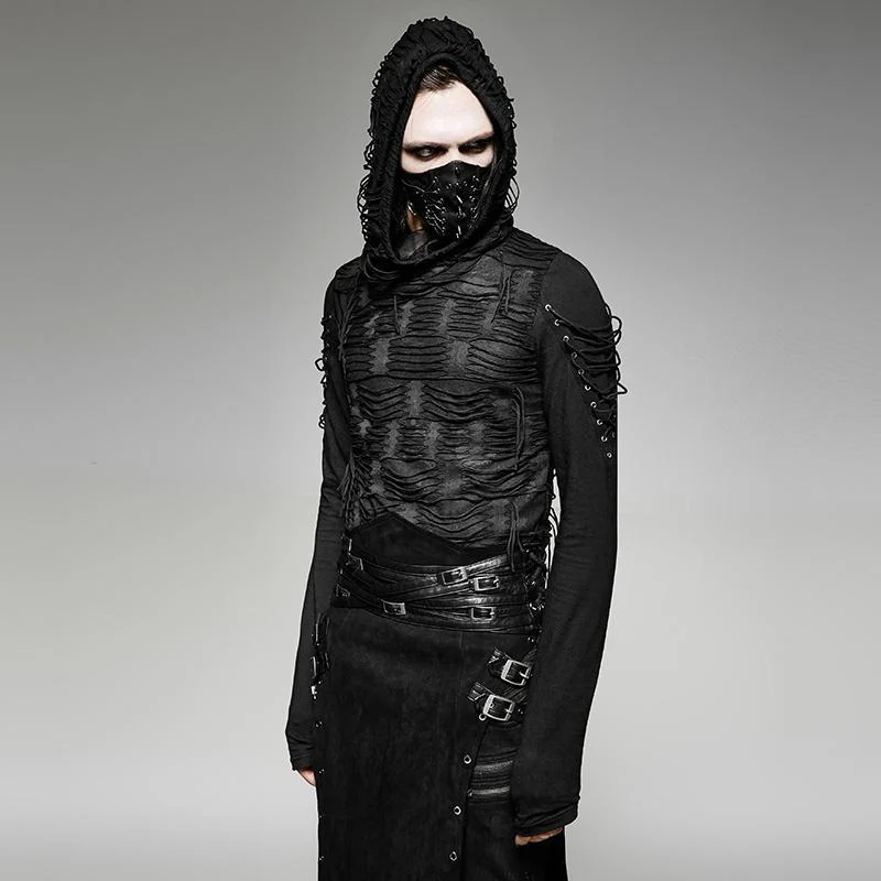 Men's Ripped Hole Hooded Sweater - Image 2