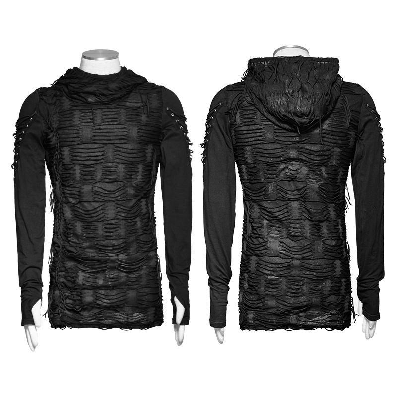 Men's Ripped Hole Hooded Sweater - Image 5