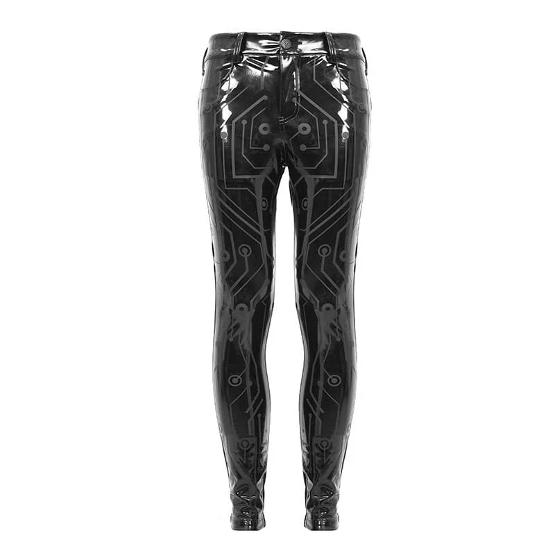 Men's Gothic Lines PU Skinny Pants - Image 4