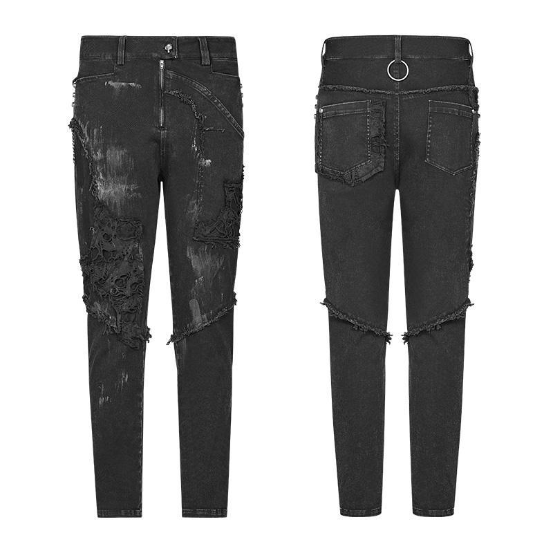 Men's Skull Ripped Straight-Leg Jeans - Image 5