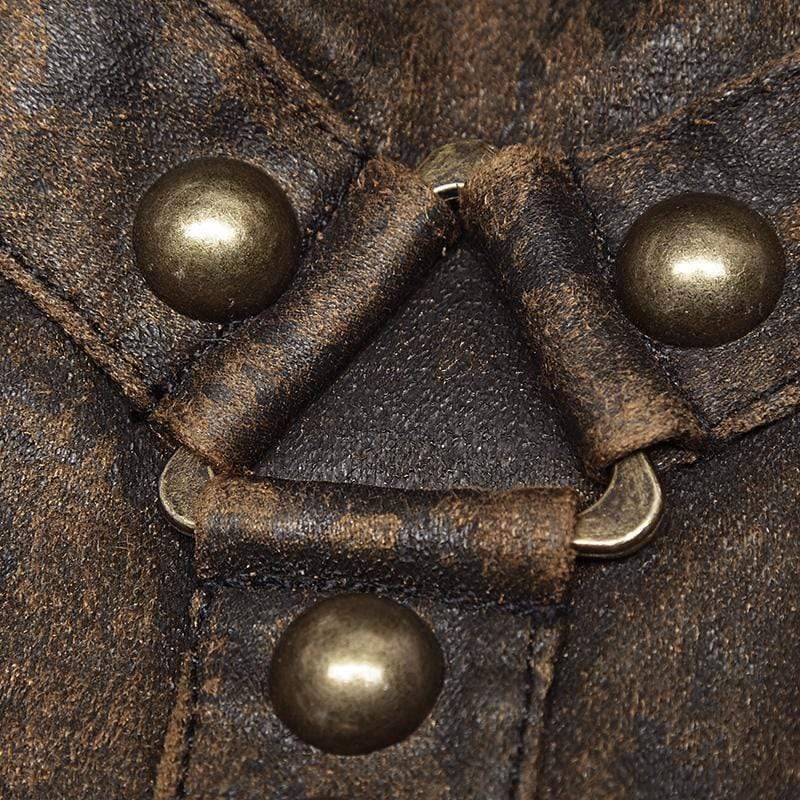 Men's Steampunk Belt Buckle Rivet Gloves Coffee - Image 5