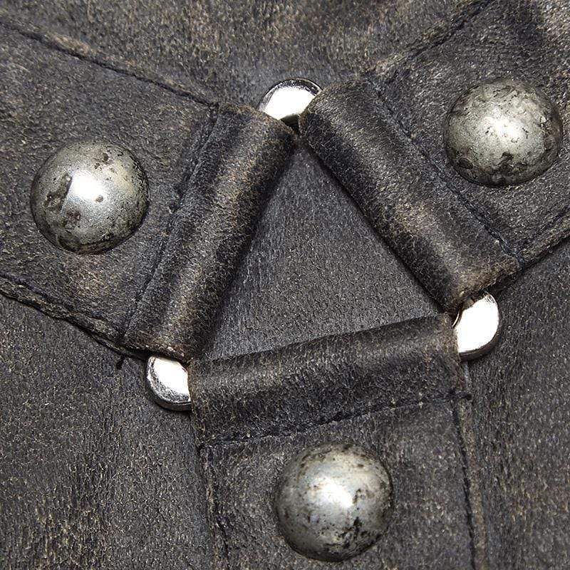 Men's Steampunk Belt Buckle Rivet Gloves Grey - Image 5