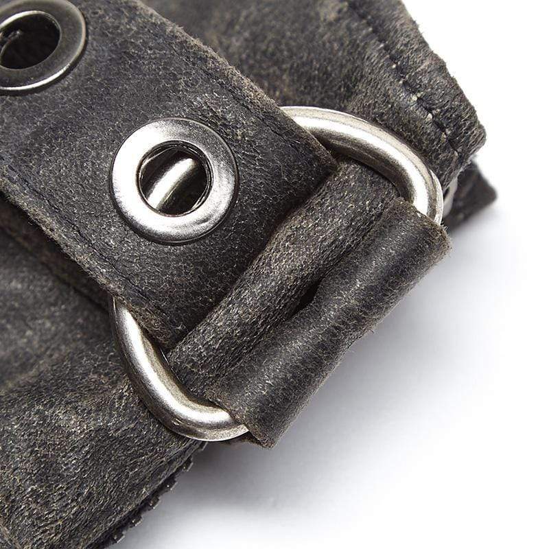Men's Steampunk Belt Buckle Rivet Gloves Grey - Image 6