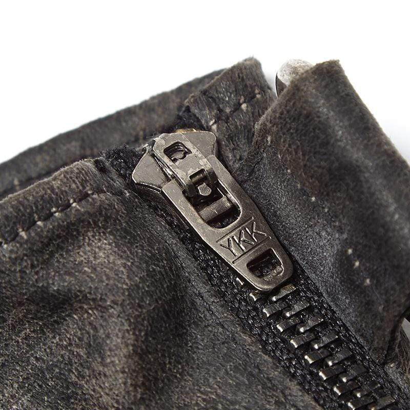 Men's Steampunk Belt Buckle Rivet Gloves Grey - Image 7